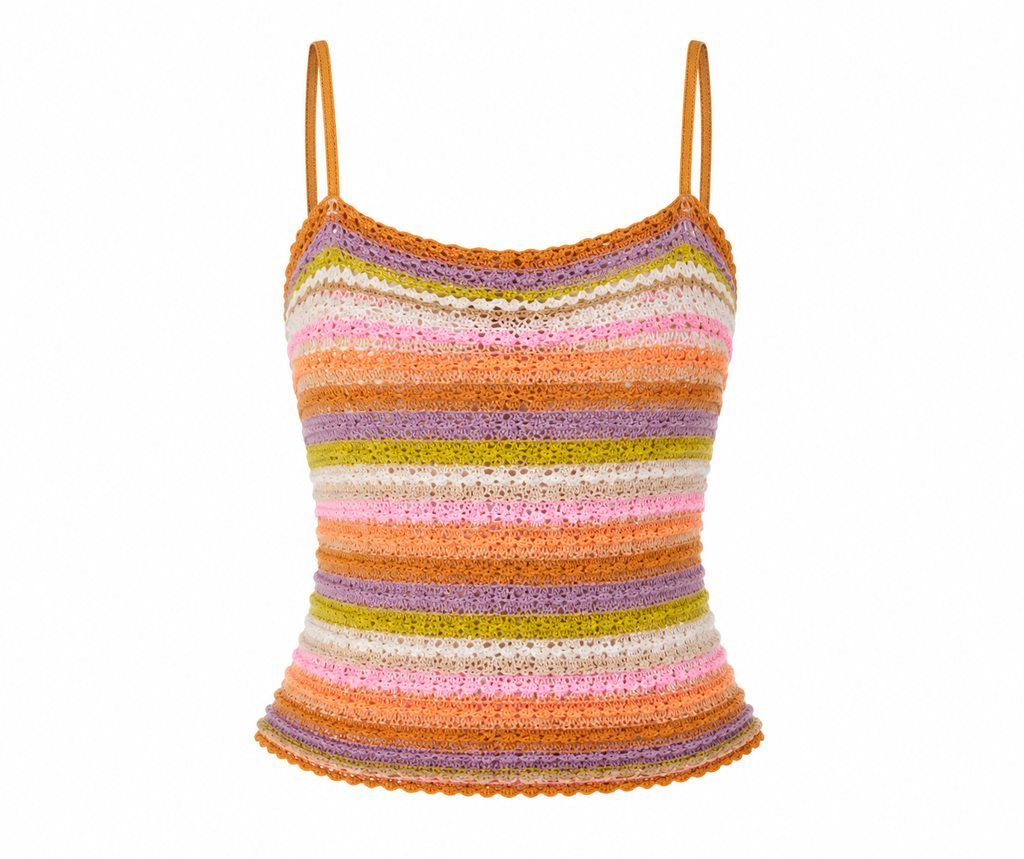 Pastel Crochet Stripe Cami Top