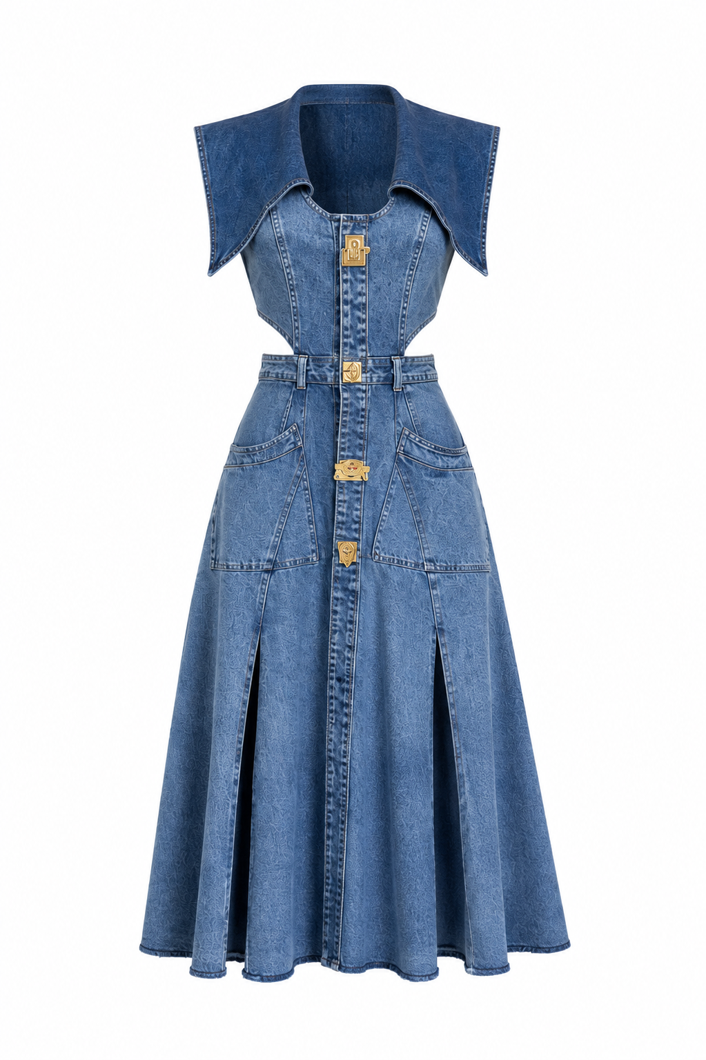 Élan Sculpted Denim Midi Dress