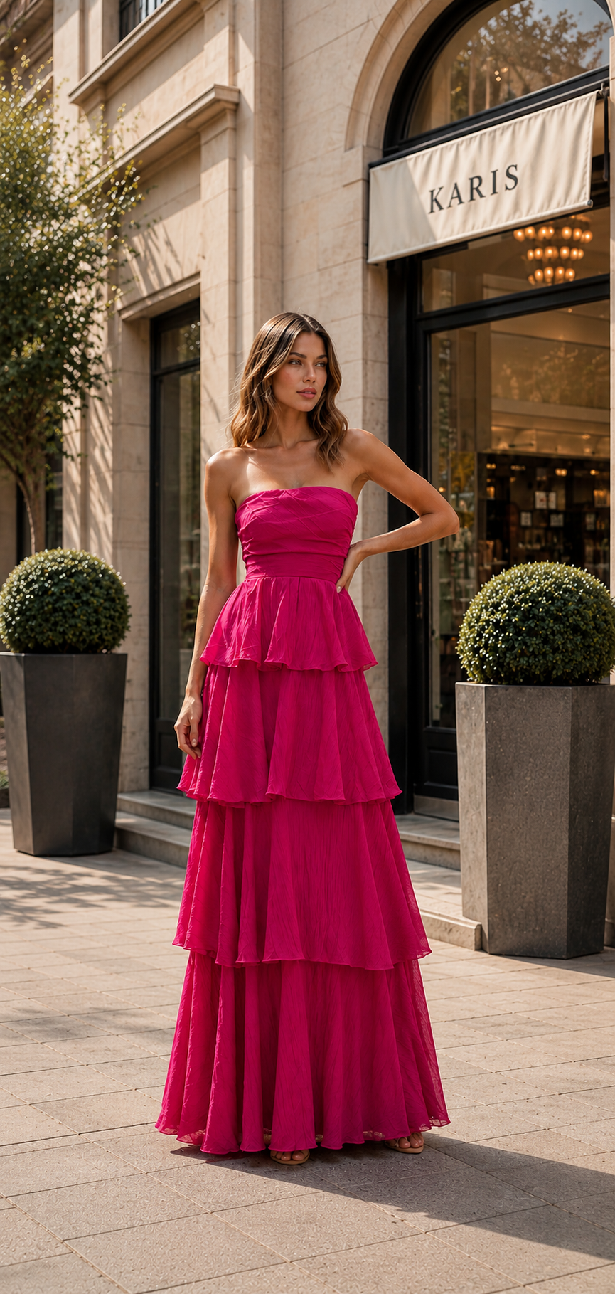 The Fuchsia Cascade Gown
