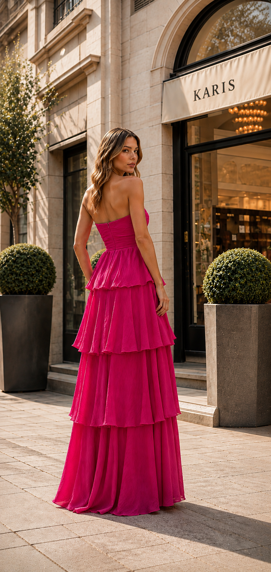 The Fuchsia Cascade Gown