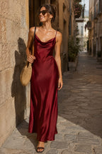 Bordeaux Grace Satin Gown